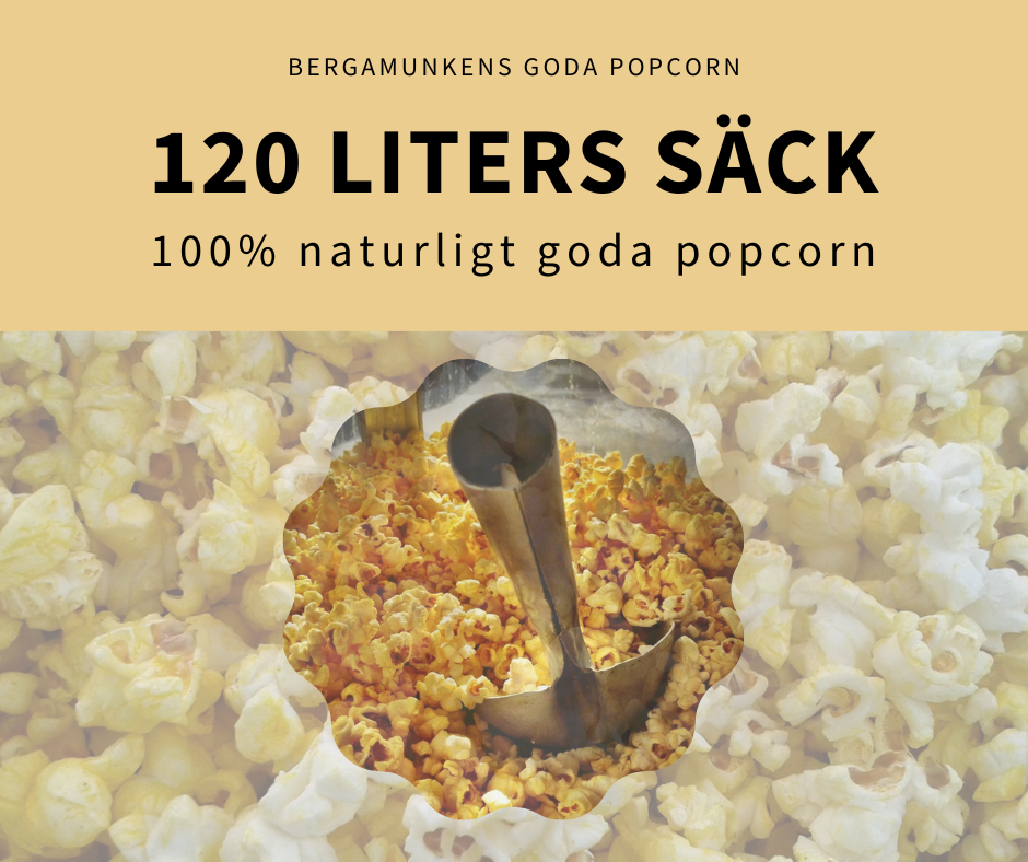 120 liter färdigpoppade popcorn i säck