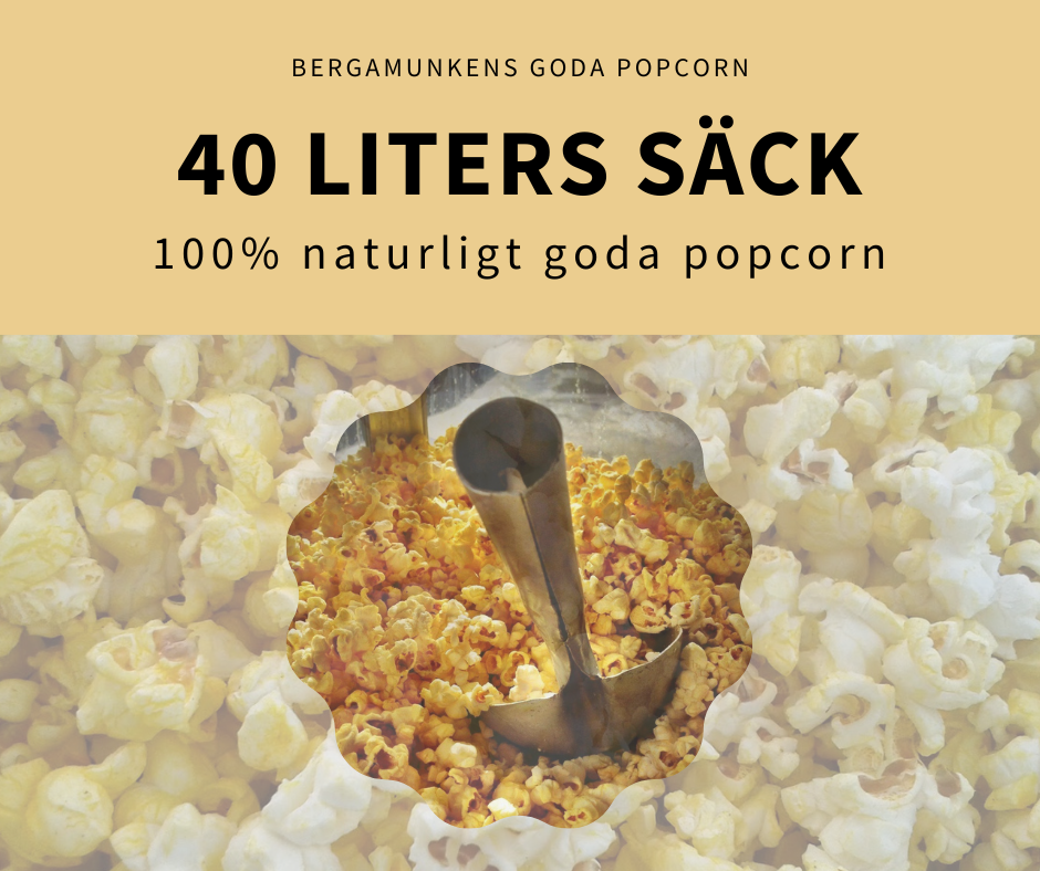 40 liter färdigpoppade bio popcorn