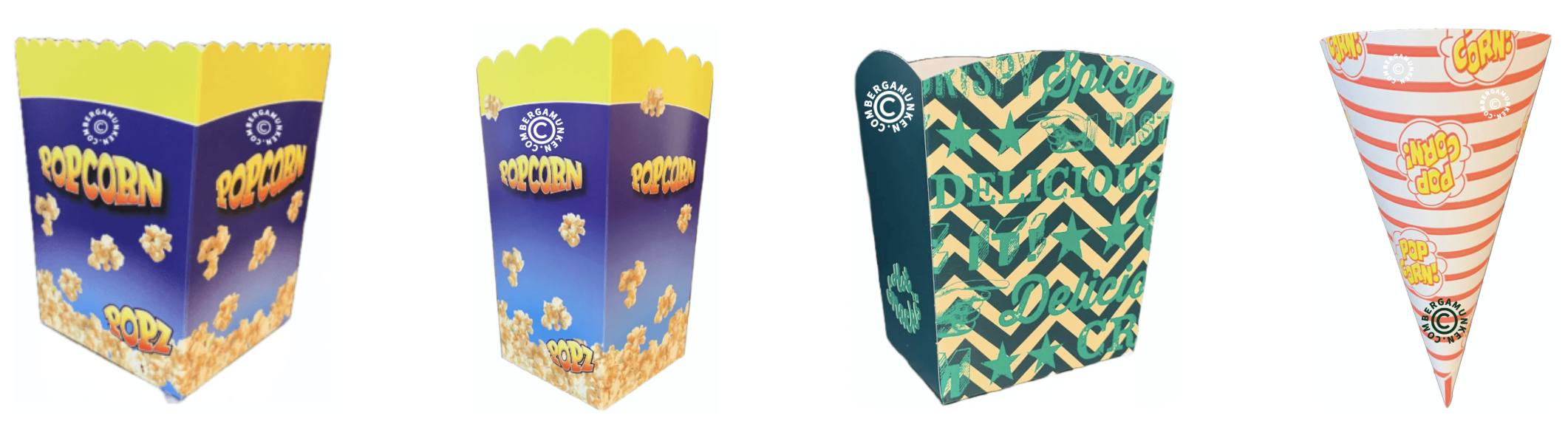 Bägare och strutar till popcorn